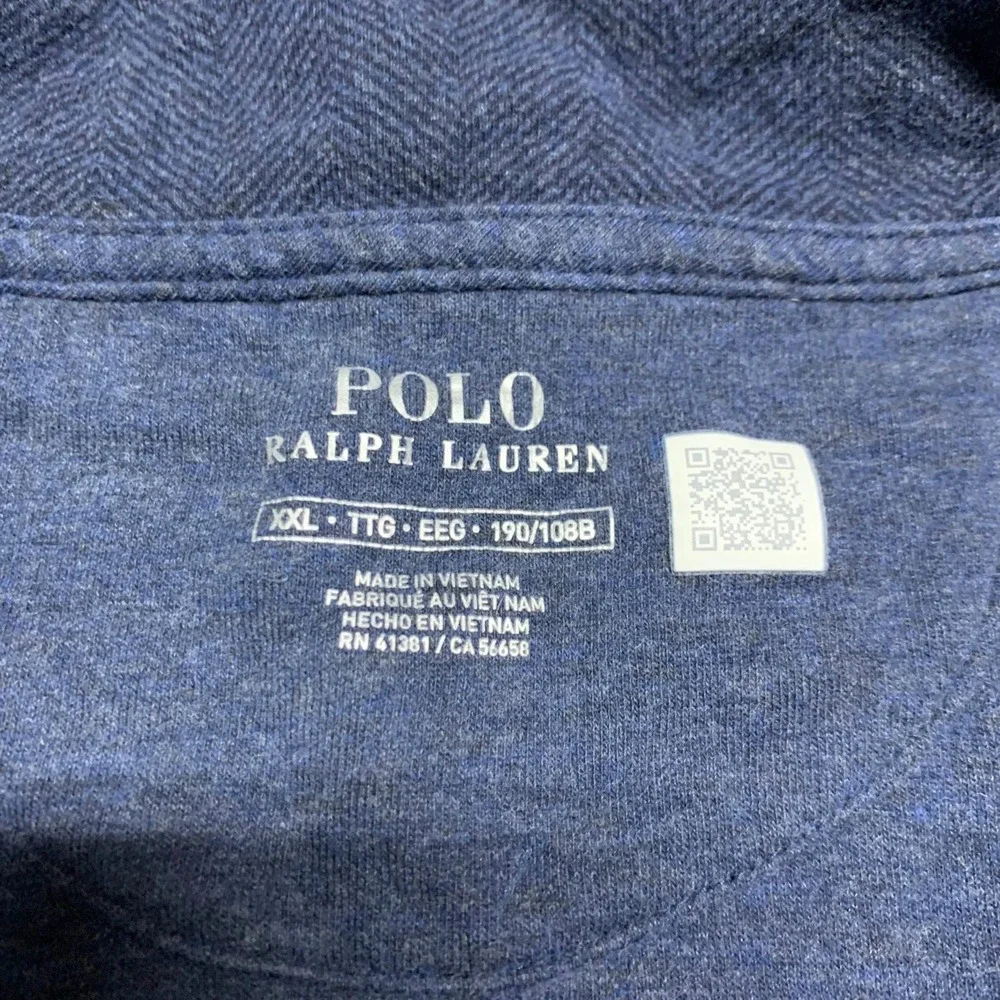 Polo Ralph Lauren Sweater Mens 2XL XXL Double Knit Jersey Quarter Zip Pull Over‎